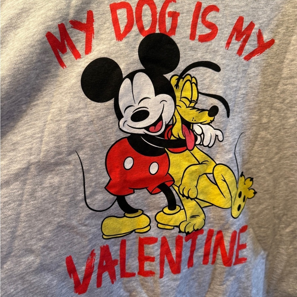 Disney Mickey Mouse snd Pluto Gray Crewneck Sweatshirt My Dog is my Valentine S